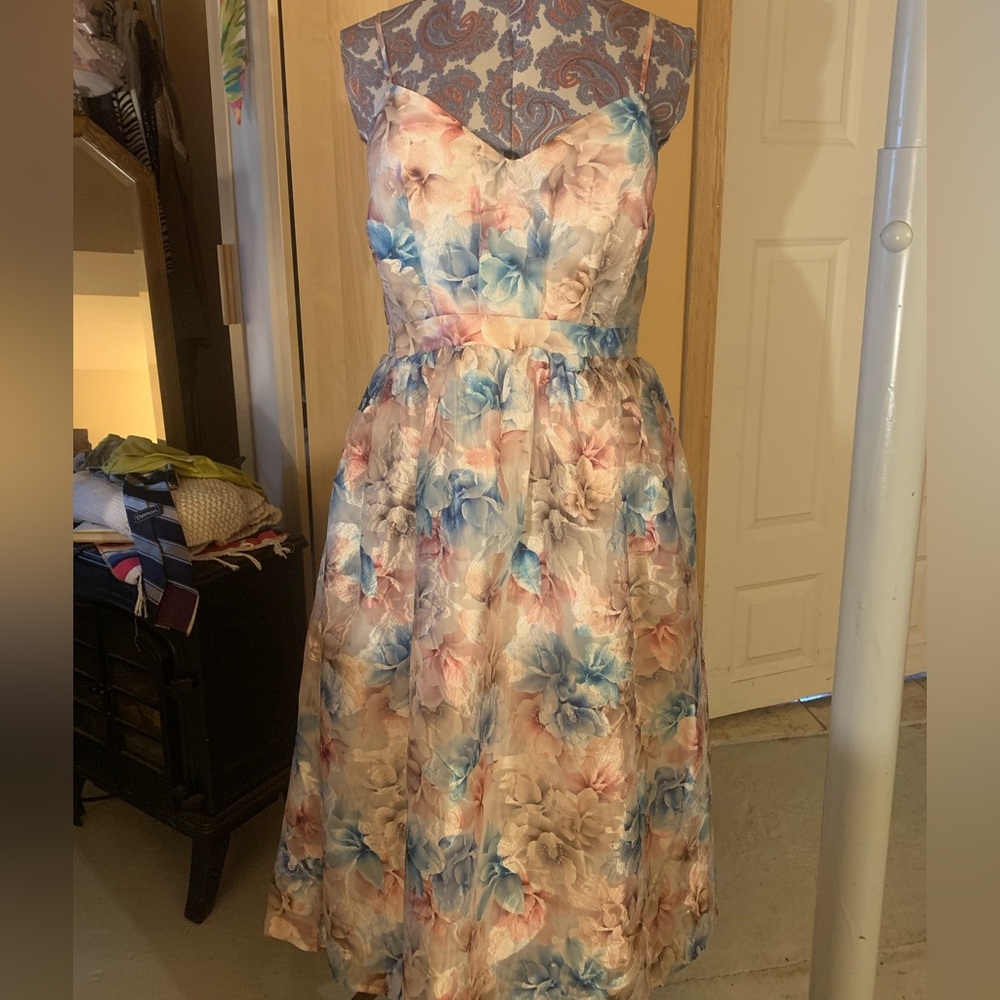Lulu's Pink and Cream Floral Dress